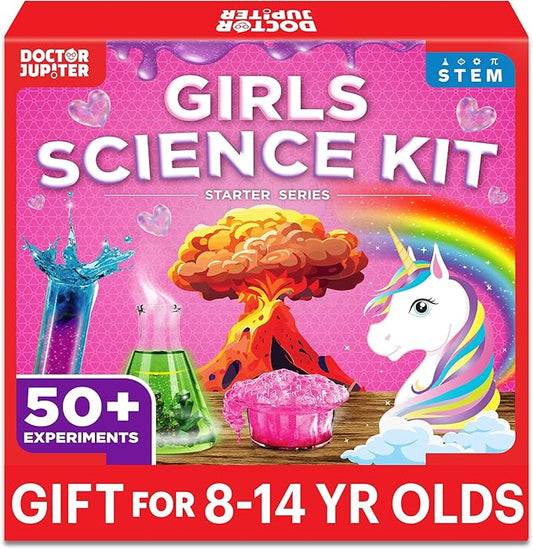 Doctor Jupiter Girls' Science Kit, Chemistry Set for Kids Ages 8-10-12-14 | Birthday Gift Ideas for 8,9,10+ Year Old Girls | STEM Toy Kit with 50+ Experiments | Learning & Educational Projects
