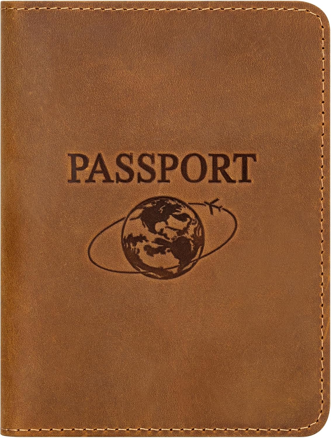 BIAOTIE Premium Leather Passport Holder Covers, Rfid Travel Wallet Passport Document Holder, Travel Essentials Wallet Cover Case for Men and Women (Light Brown)