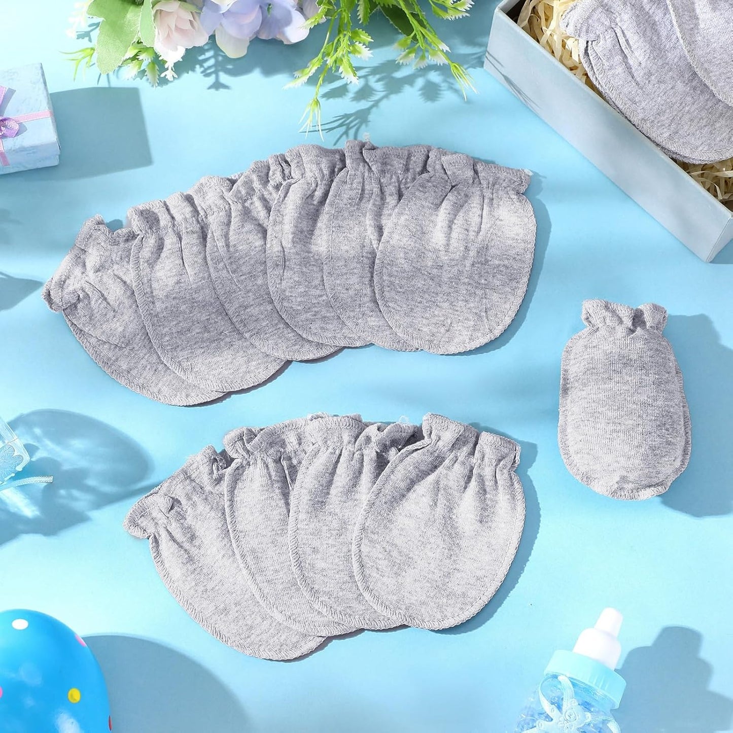 9 Pairs Newborn Baby Boys Girls Mittens 0-6 Months Infant Toddler Mittens No Scratch Solid Color Gloves