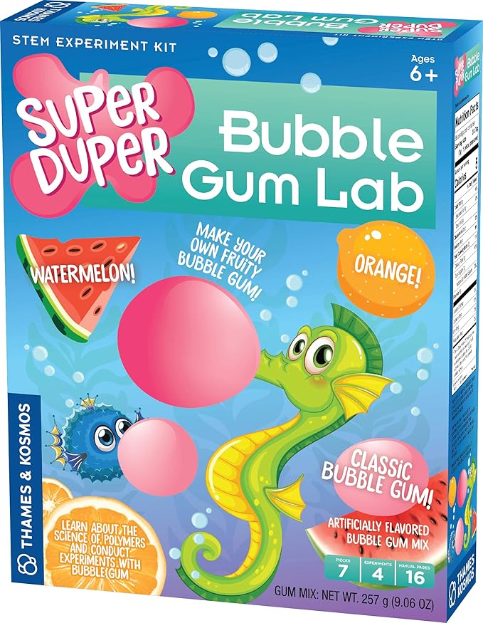 Thames & Kosmos Super Duper Bubble Gum Lab STEM Experiment & Activity Kit | Make Your Own Yummy Bubble Gum in 3 Flavors! | Learn About Science of Elastic Materials | Food Ingredients Included Small
