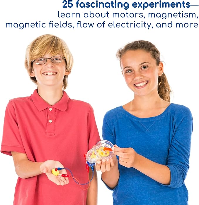 Thames & Kosmos Motors & Generators Science Kit | 25 Guided STEM Experiment Lessons | 48 Page Color Student Guide | Grades 3-6 | Ages 8+ | Play & Learn | Parents' Choice Silver Award Winner