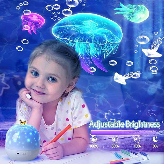 21 Sets of Films Ocean Night Light Projector, Kids Projector for Bedroom, Stars Projector for Ceiling, 360 Degree Rotation Kids Night Light for Decorating Party,Birthdays,Christmas Gifts