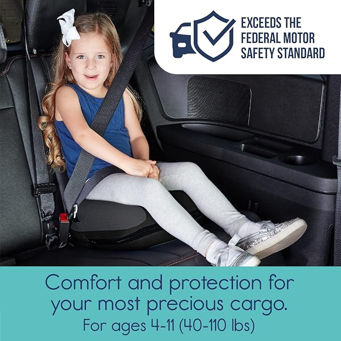 Hiccapop UberBoost Inflatable Booster Car Seat | Blow up Narrow Backless Booster Car Seat for Travel | Portable Booster Seat for Toddlers, Kids, Child | Black/Gray