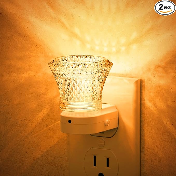 JandCase Amber Night Light Plug in, Night Lights Plug into Wall [2 Pack] with Dusk to Dawn Light Sensor, 1600K Amber Night Light, Adjustable Brightness Nightlight for Kids Bathroom Bedroom Hallway
