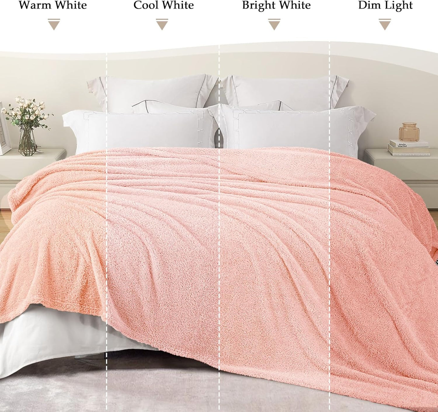 Exclusivo Mezcla Fleece Blanket for Couch, Soft and Cozy Twin Blankets for Women Men Girls Kids, Suitable for All Seasons, Light Pink, 60x80 Inches