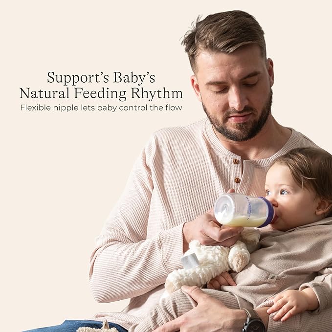 Lansinoh Anti-Colic Baby Bottles for Breastfeeding Babies, 8 Ounces, 6 Count, Includes 6 Medium Flow Nipples, Size M