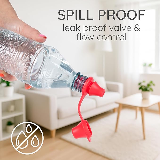 Original Water Bottle Topper for Toddlers – 100% Silicone Sippy Top Spout with Protective Cap makes the Bottle Top a Spill Proof Lid for Kids and Adults - 3 Pack - Original