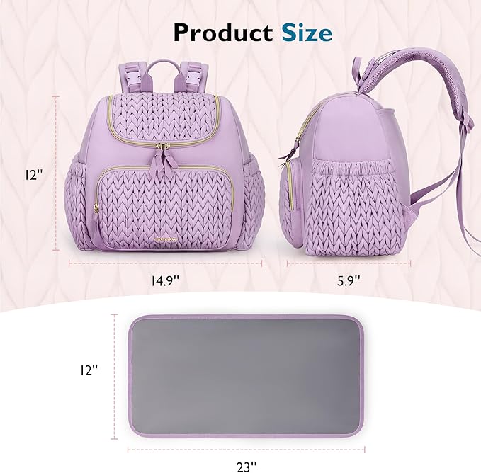 mommore Diaper Bag Small Diaper Backpack Stylish Baby Travel Backpacks with Insulated Pockets, Changing Pad, Stroller Straps