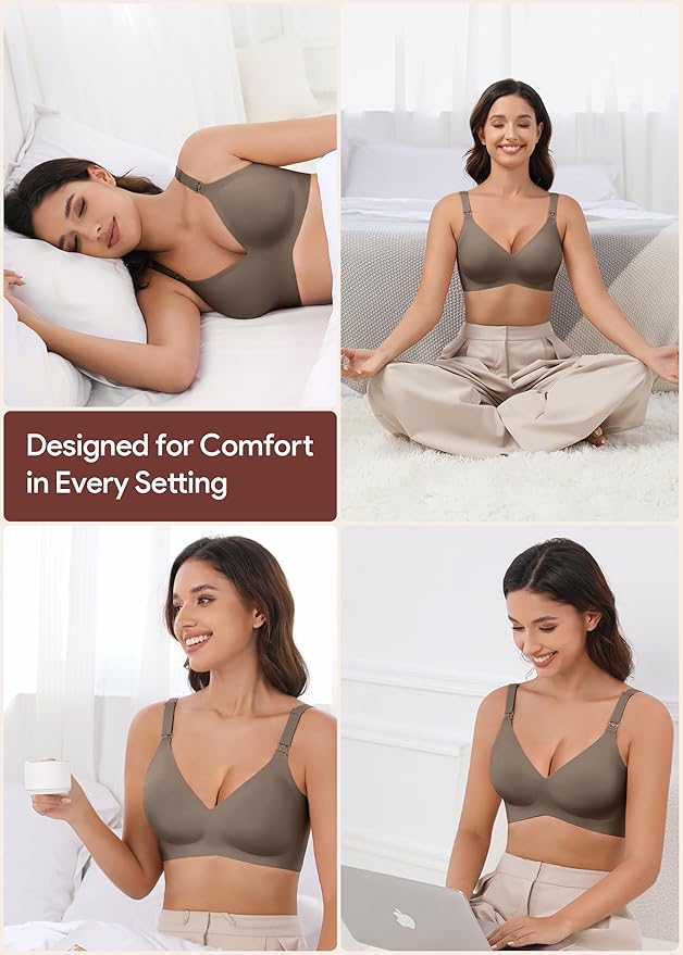 Maternity Nursing Bras Wireless Seamless Ultra-Soft Comfort for Breastfeeding Pregnancy Easy One-Handed Access Sleep Bra