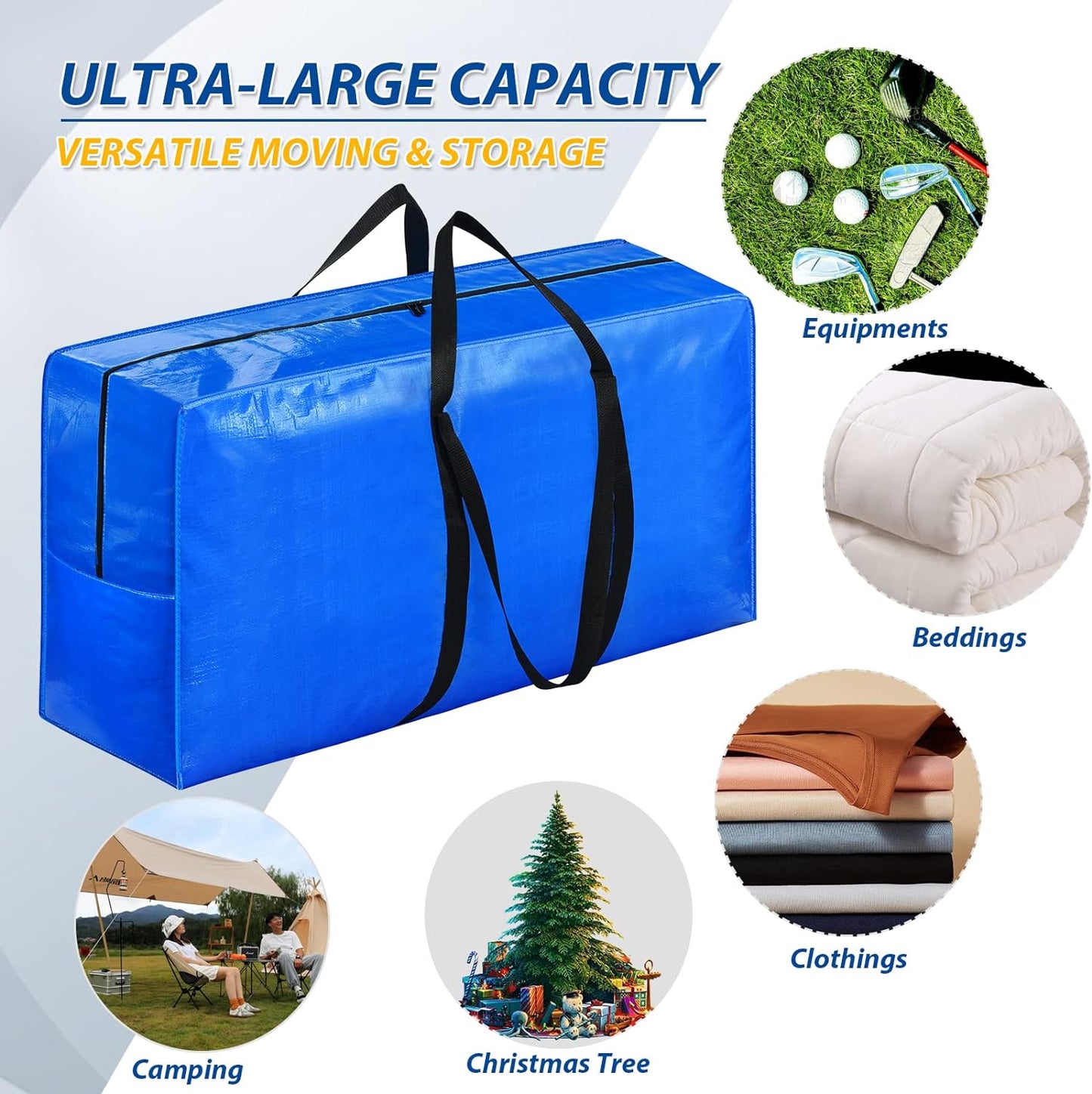 Extra Large Storage Bags, 7.5 Ft Christmas Tree Storage Bag, XXL Large Moving Bags Heavy Duty, Storage Totes Moving Boxes Supplies for College, Foldable Duffle Bag for Travel, 50x23x15inch - 1PACK