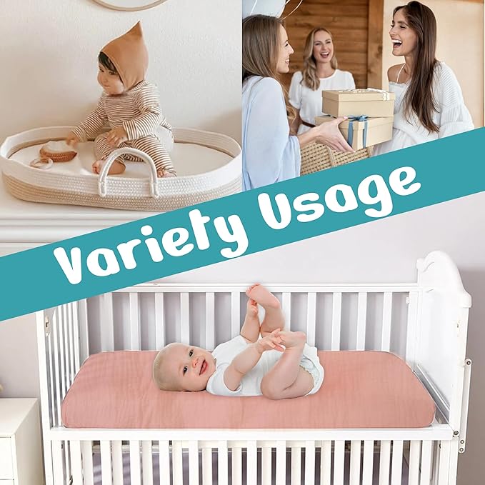 100% Muslin Changing Pad Cover Ultra Soft 120GSM Baby Changing Pad Covers for Girls and Boys - Easy wash Diaper Changing pad Cover with Low Shrinkage (4 Pack - White/Beige/Sand/Greish)