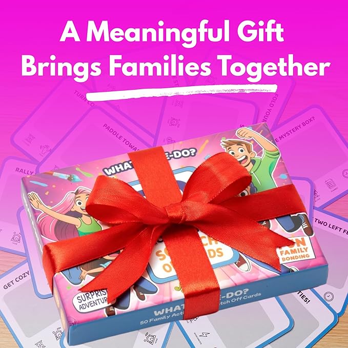 50 Family Activities - Adventure Scratch Off Cards - Family Date Night Ideas - Gift Basket Games for Kids and Adults - Surprise Book of Fun Challenge - Experience Gift for Kids