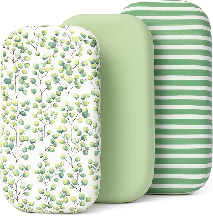 3-Pack Organic Fitted Bassinet Sheets, Compatible with Halo, Snoo, Graco, Dream On Me, Delta, and Other Standard Size Bassinets - Fits Oval, Hourglass, & Rectangle Shapes (Size 32 x 16 x 4 Inches)