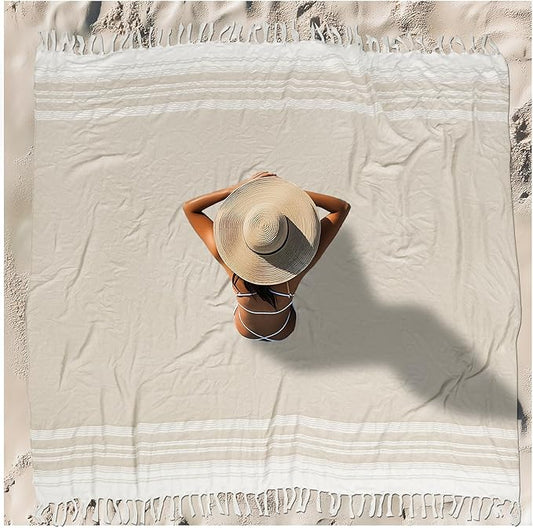 Oversized Turkish Beach Towel Blanket XXL Cotton Sandproof Towels Boho Woven Extra Large Big Sand Free Giant Throw Thick Blankets Huge Quilt XL Picnic Camping Necessities Cloud For Adult Gifts