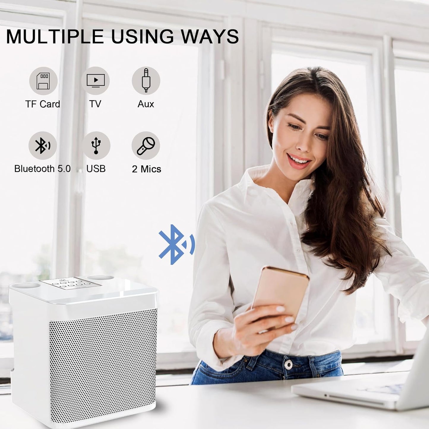 Karaoke Machine for Adults and Kids, Portable Bluetooth Karaoke Speaker with 2 Wireless Microphones for TV, Singing Karaoke for Home Party, Great Gifts for Boys and Girls