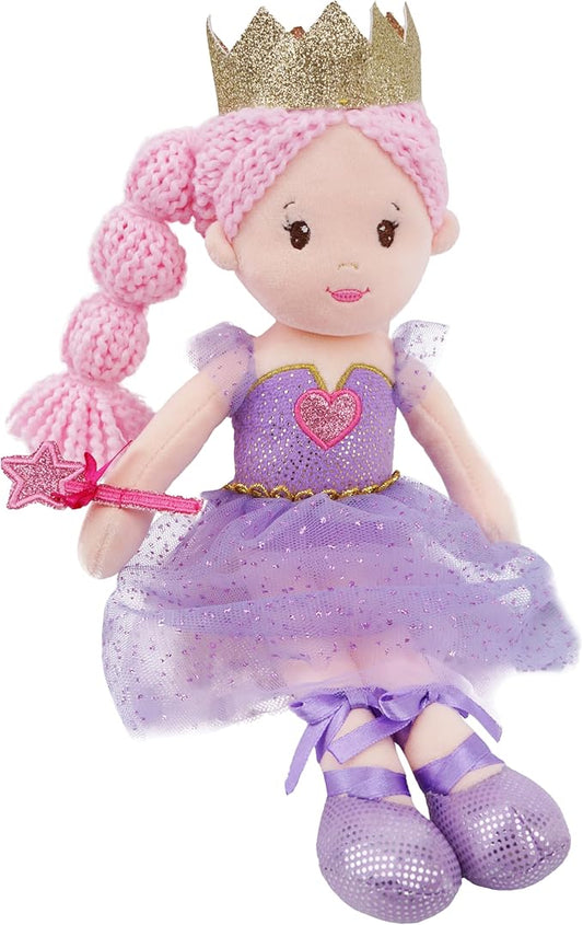 June Garden 12" Soft Baby Princess Doll Violet - Stuffed Cuddly Princess Plush Gifts for Toddler Girls - Violet Dress