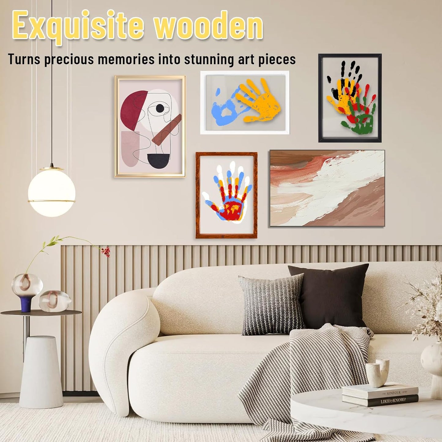 Family Handprint Kit - DIY Baby Handprint and Footprint Keepsake Frame for Newborns & Toddlers, 6 Colors