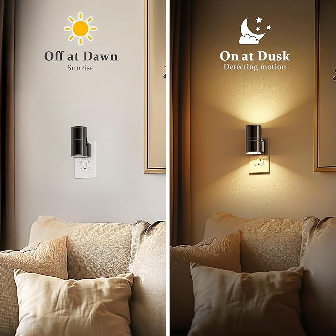 JandCase Night Light, LED Night Lights Plug into Wall, 2 Pack Automatic Nightlight with Light Sensor, 3000K Soft White 0-100LM Dimmable Modern Nightlight for Kids Bedroom Hallway