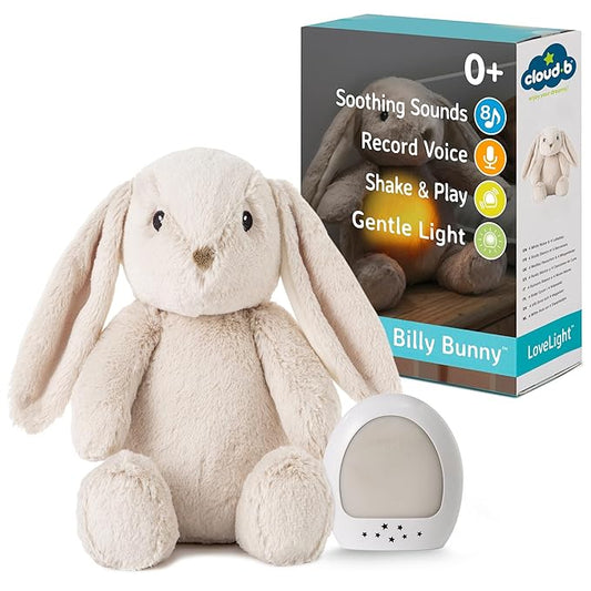 Cloud b Sound Machine with White Noise Soothing Sounds | Record Parent Voice | Adjustable Settings | LoveLight Buddies - Billy Bunny