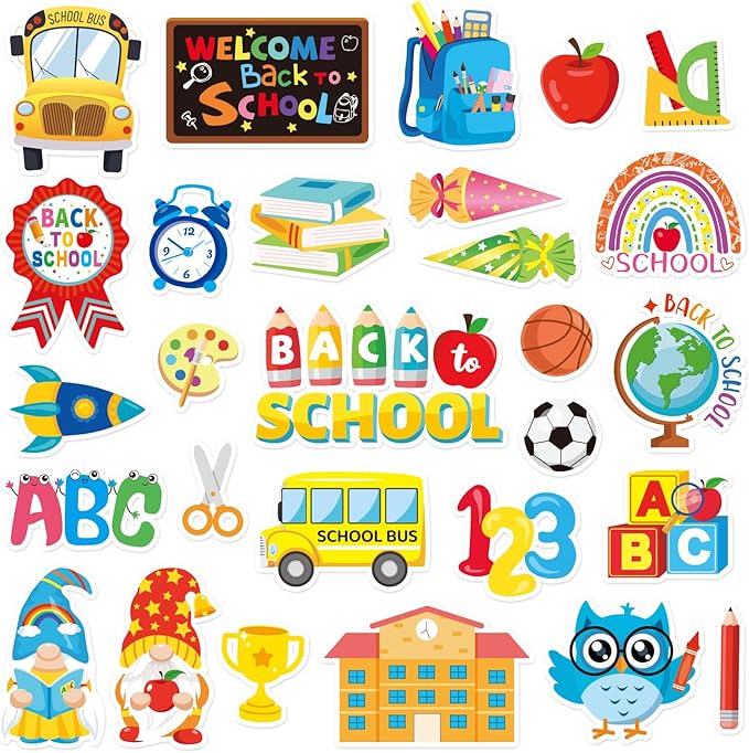 MARFOREVER 50 PCS Back to School Window Thick Gel Clings Stickers Reusable School Window Clings Decals for Welcome Back to School Party Supplies Wall Glass Blackboard Decorations