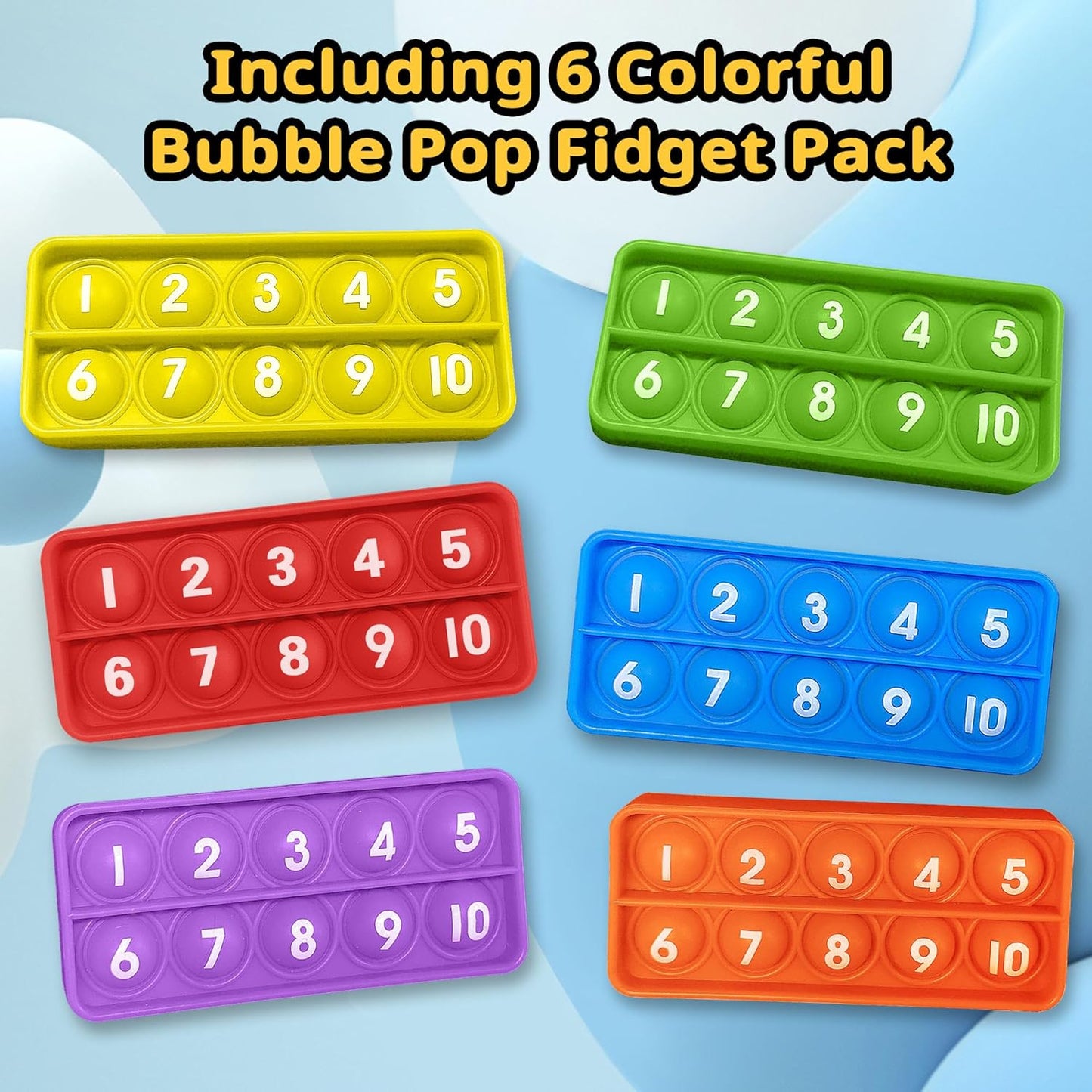 Ten Frame Interactive Pop Sensory Bubble Poppers - Push Counting Pop Fidget Toy - Set of 6 - Engage, Learn, and Play!