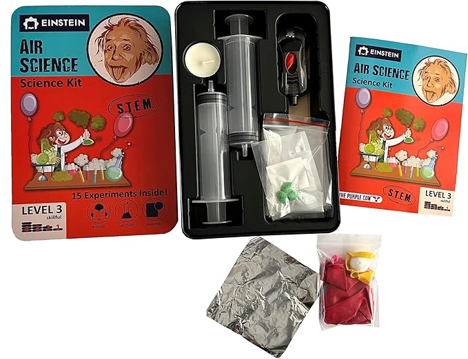 Einstein’s Air Science Kit for Kids. STEM for Boys & Girls Aged 8 and Above. 15 Exciting Experiments Inside. Detailed Picture Guide Included.