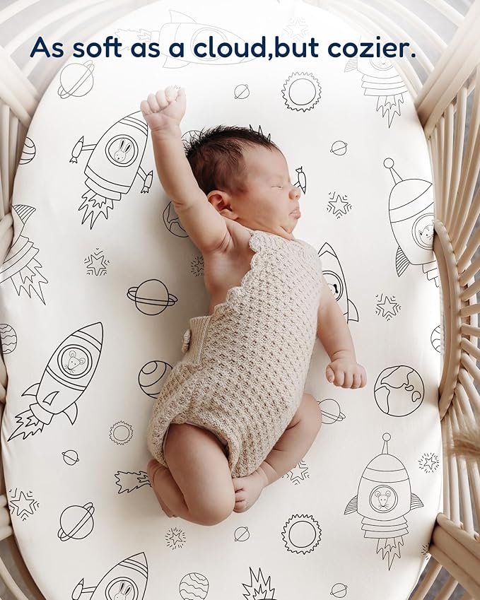 Halo Bassinest Fitted Sheets, Fits Halo BassiNest Sleeper Swivel, Flex, Glide, Premiere & Luxe Series Sleeper and Other 18x30 Bassinet Mattress - Buttery Soft Stretchy Jersey Fabric, 2 Pack