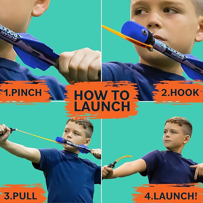 Toy Rocket Launcher for Kids: Best Outdoor Toys Slingshot Rockets Launchers Air Foam Rockets Games for Boys & Girls All Ages. Party Favor Easter Basket Stuffers & Great Gifts for Ages 8 9 10 11 12 +