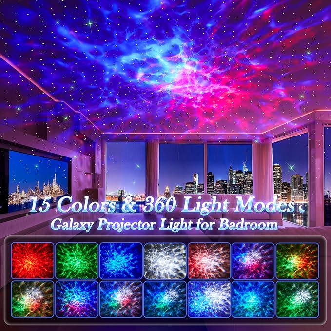 Star Projector,15 Colors Galaxy Projector for Bedroom,15White Noise Light Projector for Bedroom,5.0 Bluetooth Night Light Projector,Nebula Projector Star Lights