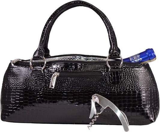 Wine Clutch Bag (Thermal Insulated) Trendy Women’s Carry Tote | Holds Red & White 750mL Bottles | Trendy Fashion | Incl. Portable Waiter-Style Corkscrew