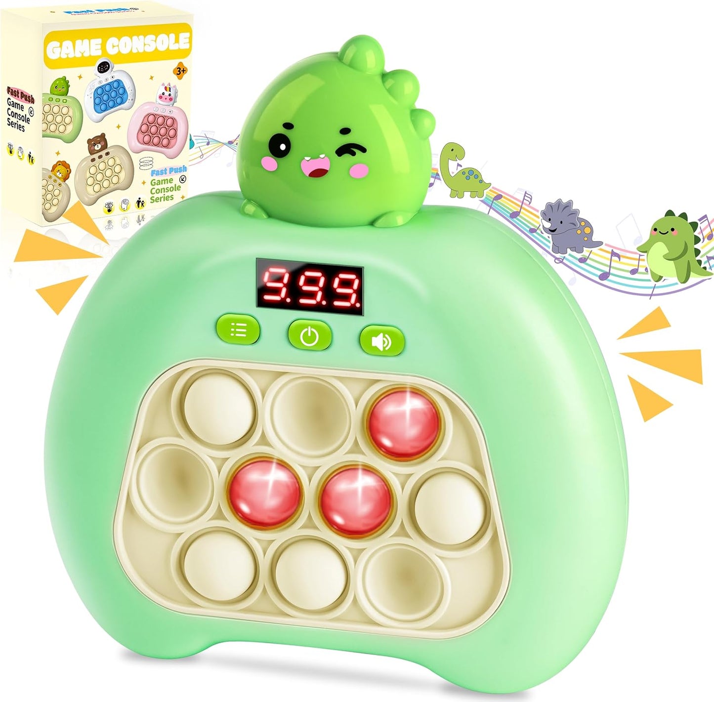 Upgraded Fast Quick Game Pop Bubble Up Toys for Kids, Funny Toys with LED Screen for Kids 3-12 for Boys and Girls Bubble Stress,Handheld Puzzle Game Sensory Toys(Batteries Included)(Dinosaur)