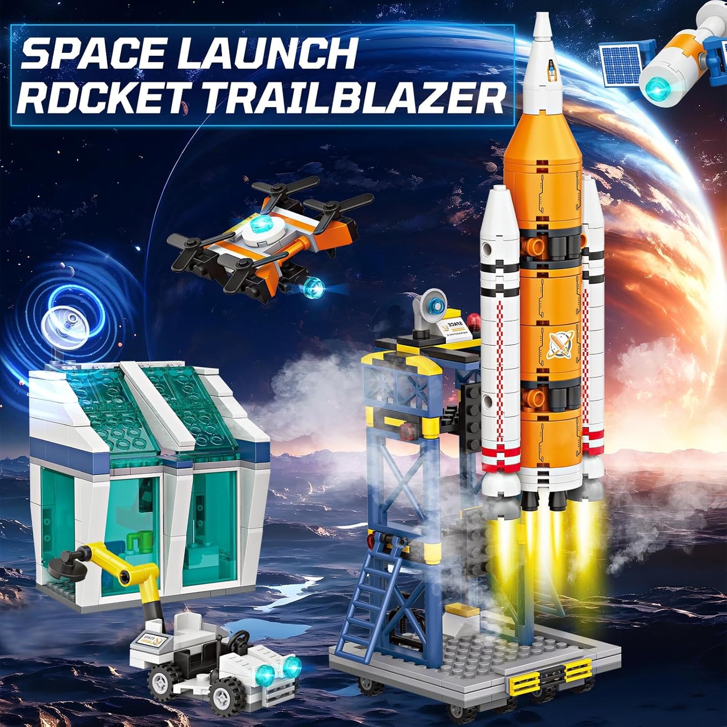 Exploratory Building Blocks Set: 461PCS Rocket, Space Shuttle, Moon Buggy, and Satellite Kit - STEM Learning with Space Capsule - Ideal for 6-12 Year Old Boys