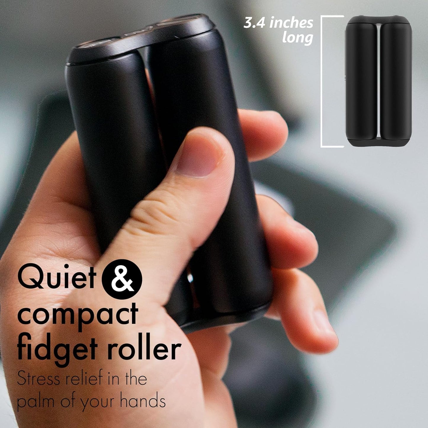 ONO Roller - Handheld Fidget Toy for Adults | Help Relieve Stress, Anxiety, Tension | Promotes Focus, Clarity | Compact, Portable Design (Full Size/Aluminum, Black)