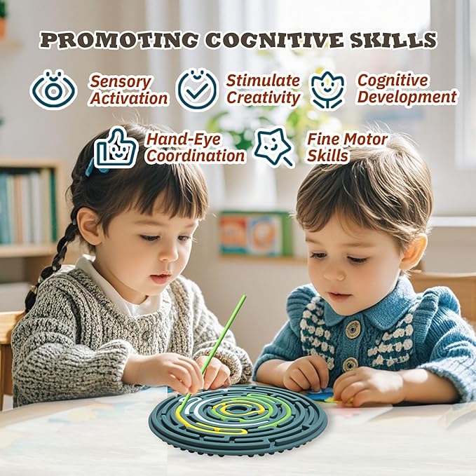 Sensory Activity Board for Kids 3 & Adults: Silicone Fidget Toys for ADHD & Autism, Calming Stress Anxiety, with Travel Bag & 12 Strings