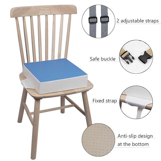 Toddler Booster Seat for Dining Table, Kids Booster Seat for Dining Table Waterproof with 2 Adjustable Seat Belts Safety Buckle