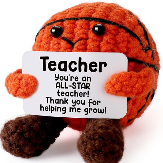 Teacher Appreciation Gifts from Student, Handmade Crochet Basketball Decor, Thank You Presents for Coach Mentor, Best Teacher Ever Birthday, End of Year Classroom Decor