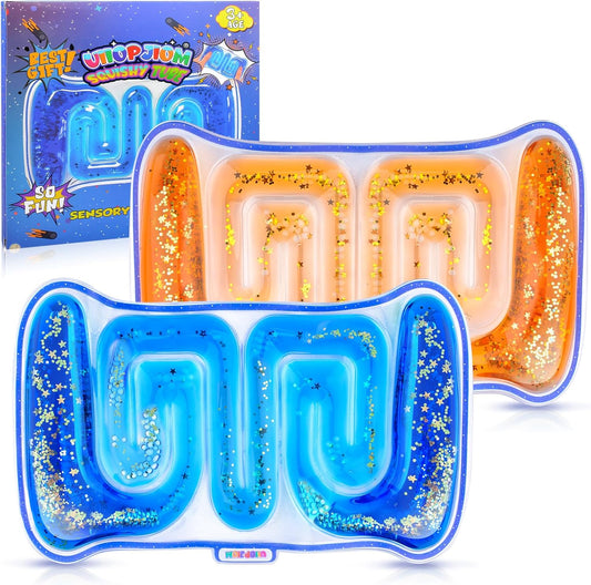 2PCS Autism Sensory Liquid Toy Stocking Stuffers for Kids Boys, ADHD Autistic Quiet Airplane Travel Toys, Cool Squishy Fidget Tube Stress Relief Toy for Classroom, Calm Down Corner