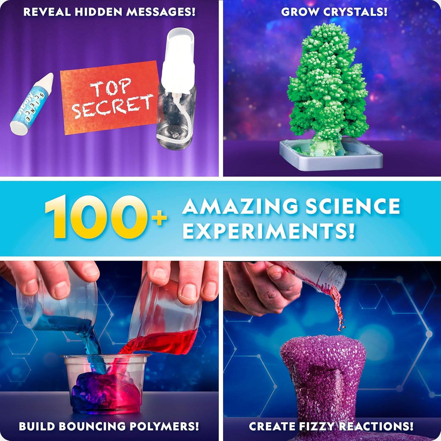 NATIONAL GEOGRAPHIC Amazing Chemistry Set - Chemistry Kit with 100+ Science Experiments Including Crystal Growing and Reactions, Science Kit for Kids, STEM Gift for Boys and Girls (Amazon Exclusive)