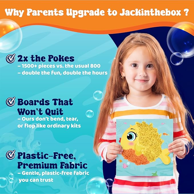 jackinthebox Poke Poke Art – Ocean Theme, Mess-Free Fabric Art and Craft, Flower Pressing Kits, Gift for Kids, Toys for Girls and Boys Ages 4 5 6 7 8