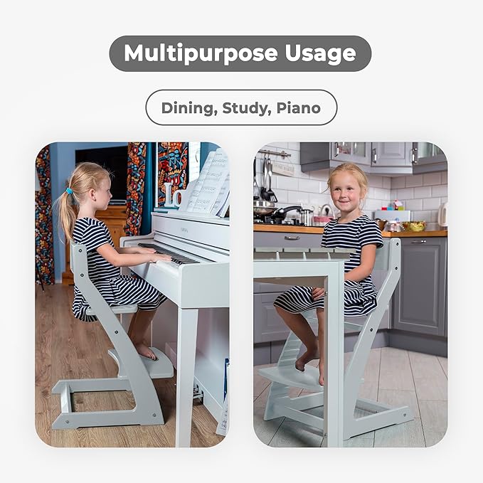 FORNEL Modern White Wooden High Chair | The Forever Chair That Grows from Toddler to Adult (200 lb) | Sleek, Easy-to-Clean Scandinavian Design