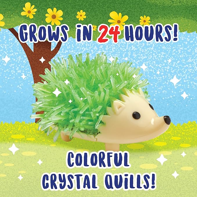 MindWare Crystal Growing Kits: Hedgehogs Bright Colors Set of 2 – Cute DIY Crystal Growing Kits for Kids & Teens – Funky mini Science Experiment in an 9pc kit – Crystals Grow in 24 Hours