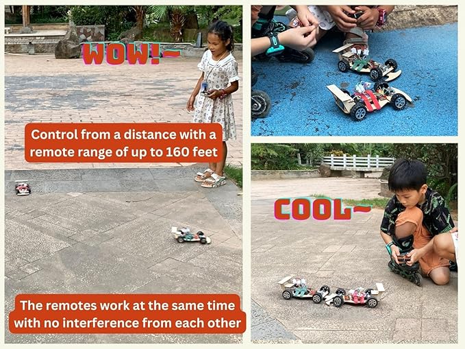 Wooden Wireless Remote R/C F1 Racing Car Science Kit to Build (Racing Pack of 2), Educational STEM Project Science Kit for Kids Aged 8-12, 9-16, Ideal Gift for Children Boys and Girls