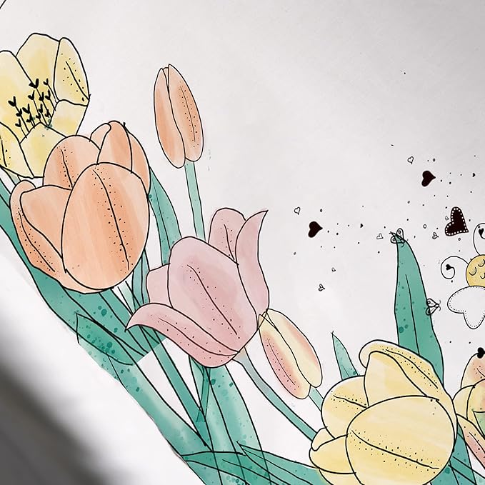 JumpOff Jo - Hypoallergenic Fitted Bassinet Sheet for Baby Boys & Girls - Rectangular, Hourglass & Oval Crib Compatible, Soft, Breathable, Machine Washable - Tulip Fields