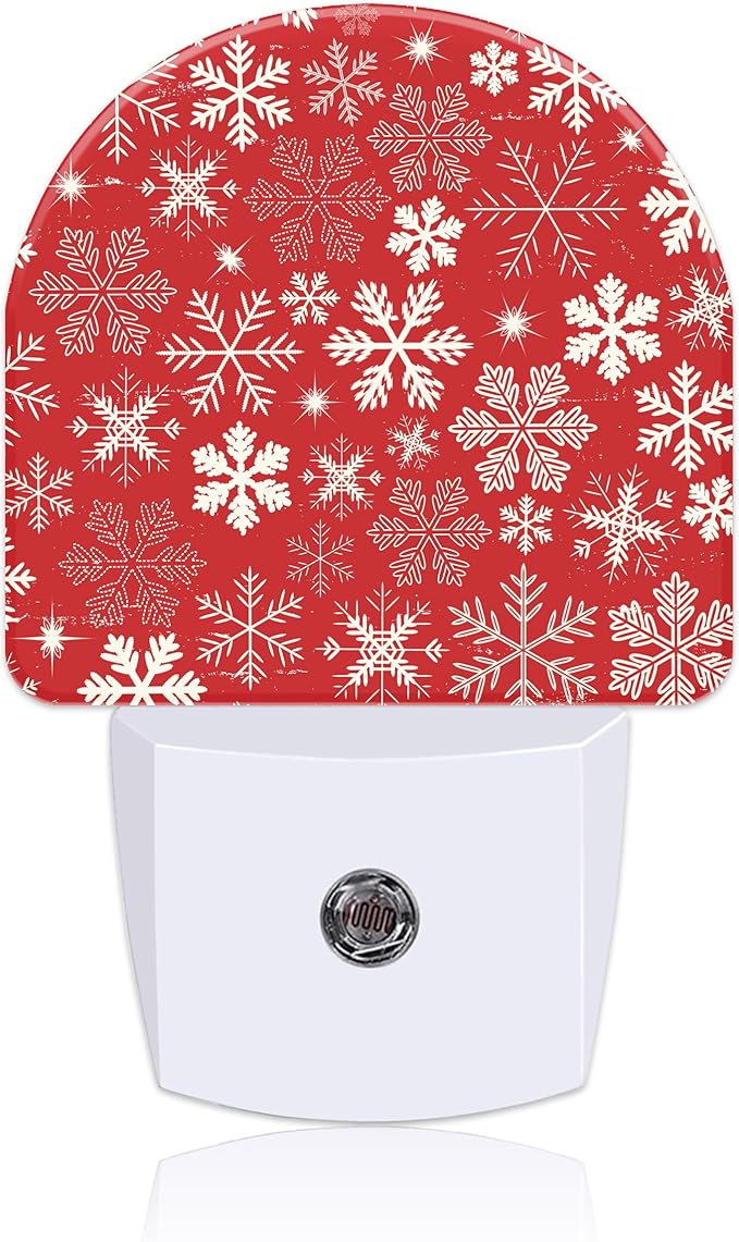 Christmas Snowflakes Night Light Plug into Wall with Dusk to Dawn Sensor Cute Nightlight for Kid Girls Boys Women Men Room Decor, Hallway, Kitchen, Bathroom, Nursery, Stairs