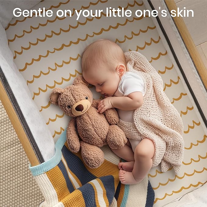 Tutti Bambini Premium Bassinet Sheets (2 Pack) - Soft & Breathable Bamboo Jersey, Double-Strength Bedside Sleeper Sheets, Fits Mattresses from 20.8 x 31.5 in to 23.6 x 35.4 in (Our Planet)