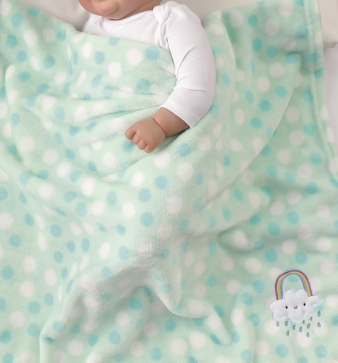 CREVENT 30"X40" Lightweight Fuzzy Fluffy Warm Plush Baby Blanket for Infant Toddler Newborn Unisex Crib Cot Stroller - Green Rainbow Unisex