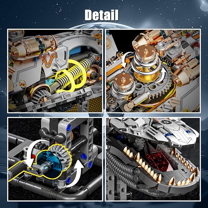 Mech Whale Building Kit with LED Lights, Compatible with Lego Shark, Creative Ocean Building Block Toys, Interactive Design, Home/Office Decor, Gift for Adult＆ Kids Age 12+