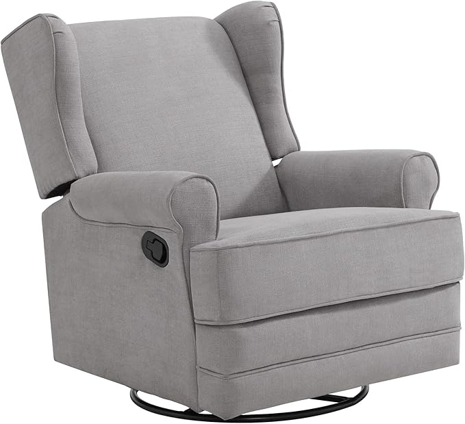 Oxford Baby Teegan Upholstered Swivel Glider & Recliner Nursery Chair, Gray