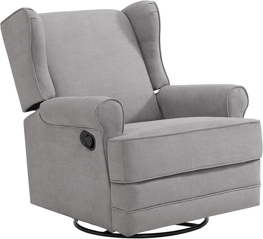 Oxford Baby Teegan Upholstered Swivel Glider & Recliner Nursery Chair, Gray