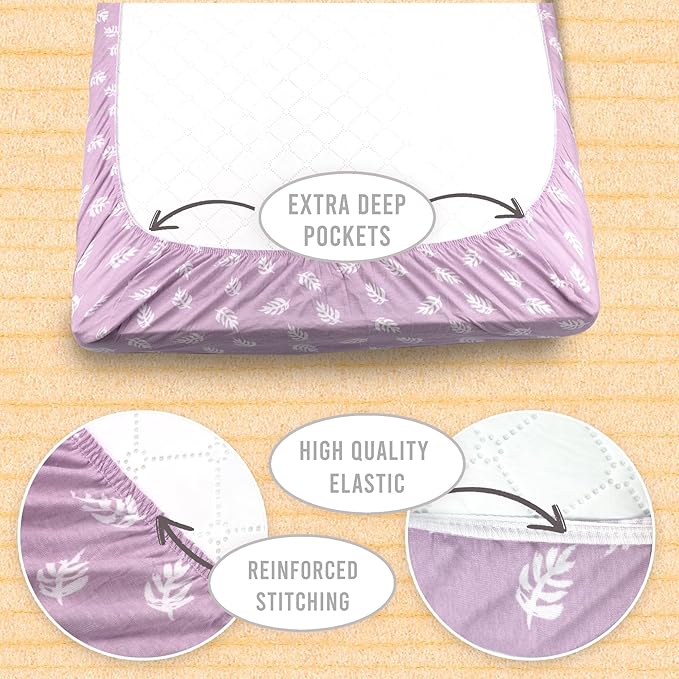 Bublo Baby 100% Organic Cotton 3 Pack and Play Sheets Fitted 38x24 – Soft Breathable Mini Crib Mattress Sheets for Baby, Portable Crib Sheets for Playpen or Travel Crib